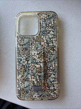 Walli Floral Phone Case with Integrated Strap in Black, Cream & Pink
